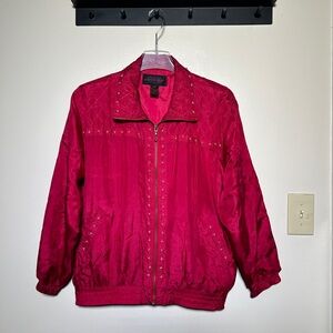 Vintage Pink 80s Jacket with Gold Beads